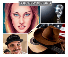 a poster for country strong features a woman a microphone and a guitar