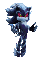 a sonic the hedgehog character with red eyes and a cracked skin