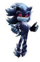 a sonic the hedgehog character with red eyes and a cracked skin