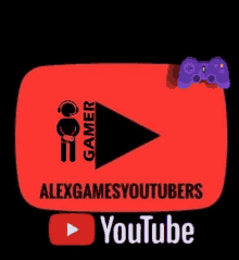 a red youtube logo with a purple video game controller and headphones .