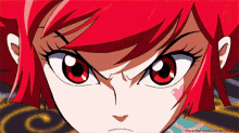 a close up of a cartoon girl with red hair