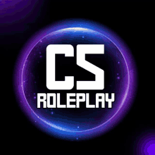 a logo for cs roleplay is shown on a purple background