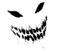 a black and white drawing of a scary face