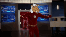 a cartoon of a sheep dressed in a flash costume