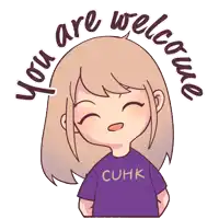 a cartoon girl wearing a shirt that says cuhk