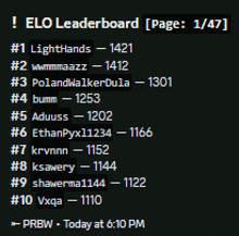 a screen shot of elo leaderboard page 1 47