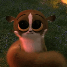 a close up of a cartoon cat with a sad look on its face