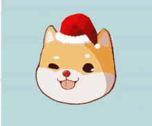 a cartoon dog wearing a santa hat and a red nose