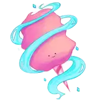 a cartoon drawing of cotton candy with a face