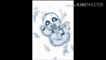 a baby skeleton with a pacifier in his mouth is laying down in the snow .