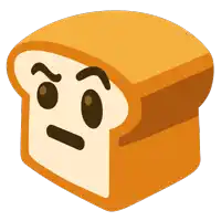 a cartoon illustration of a slice of bread with an angry face on it