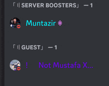 a screenshot of a discord server shows a list of server boosters including multazir gh army and hakur