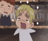 a cartoon of a boy with a white shirt on