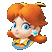 a close up of a cartoon character 's head with orange hair and blue eyes on a white background .