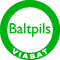 a green circle with baltpils viasat written inside