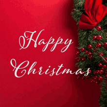 a red background with the words happy christmas in white letters