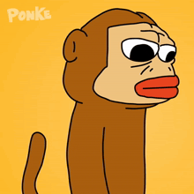 a cartoon of a monkey giving the middle finger with the word ponke on the bottom