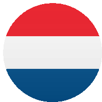 red white and blue flag in a circle on a white background