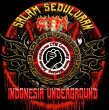 a logo for indonesia underground has a fist in a circle