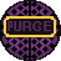 a pixel art of a basketball with the word purge in the center