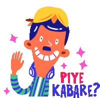 a cartoon of a man with headphones and the words piye kabare on the bottom