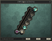 a screenshot of opus magnum showing the cost of stabilized water and cycles