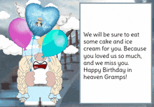 a birthday card that says we will be sure to eat cake and ice cream for you