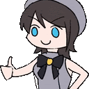 a cartoon girl is giving a thumbs up and wearing a hat .