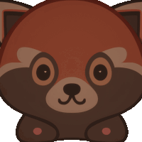 a cartoon drawing of a red panda with a heart on its nose