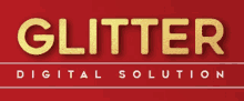 a red background with the words glitter digital solution