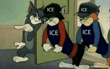 a cartoon of tom and jerry with ice written on their shirts