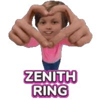 a person making a heart shape with their hands and the words zenith ring below