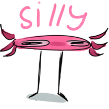 a drawing of a pink object with the word silly written on it