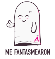 a cartoon of a ghost giving a thumbs up with the words me fantasmearon below it