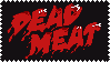 a pixel art of dead meat written in red on a black background