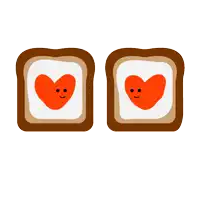 a poster that says good morning my love with two slices of toast with hearts on them