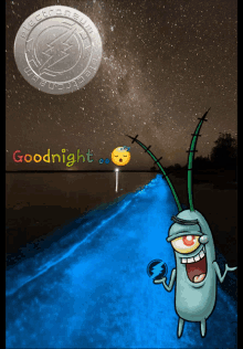 a picture of a cartoon character and the words goodnight on the bottom