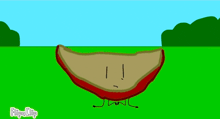 a cartoon drawing of a slice of bread with a face and the words flipa clip on the bottom