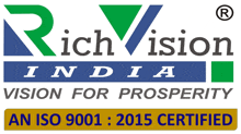 the logo for rich vision india vision for prosperity is iso 9001 2015 certified