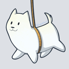 a drawing of a dog on a leash with the name falling water written on it