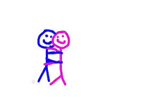 a drawing of two stick figures hugging one another