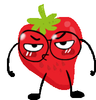 a cartoon illustration of a strawberry with arms and legs