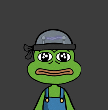 a cartoon frog wearing overalls and a hat