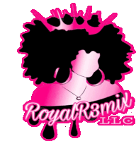 a logo for royal remix llc shows a woman wearing a crown