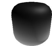 a black object on a white background with a shadow