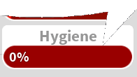 a red and white sign that says hygiene and 0% on it