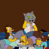 a cartoon of a cat holding an ice cream cone with the words woo-hoo i win
