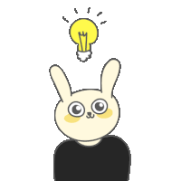 a cartoon rabbit with a light bulb above his head