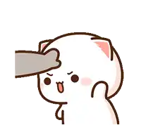 a cartoon cat is being scratched by a cat 's paw .