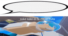 a speech bubble that says " sake sake es la mejor fruta " on it